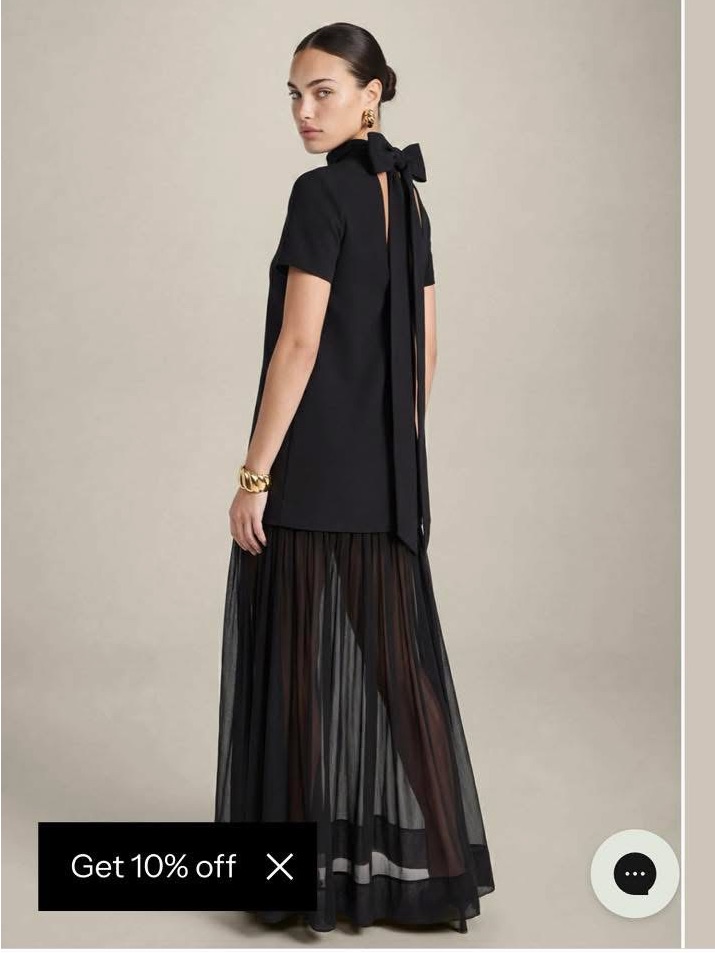 Elegant Black Bow-Back Maxi Dress